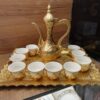 طقم قهوه بالابريق والصنيه شغل هاند جولد
