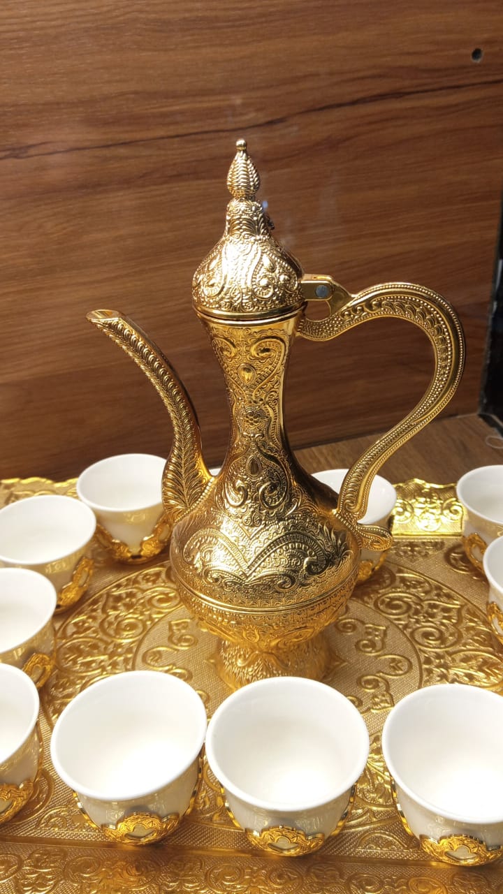 طقم قهوه بالابريق والصنيه شغل هاند جولد - الصورة 3