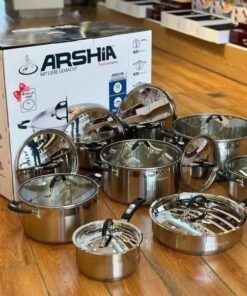 طقم استيل ارشيا ١٢ قطعه يد استيل في سيلكون