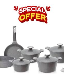 طقم جيرانيت كوري نيوفلام 10قطع باللون الرمادي