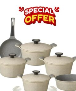 طقم جيرانيت كوري نيوفلام 10قطع باللون الوررم البيج