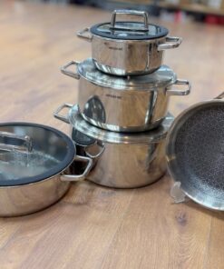 طقم استنلس ارشيا قلب مقاوم للالتصاق 9قطع