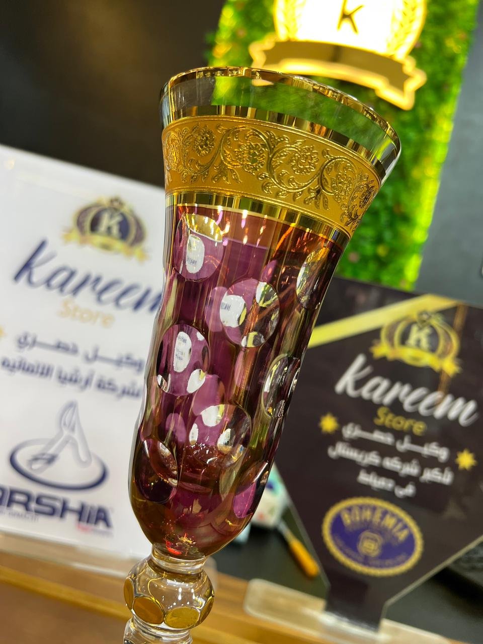 طقم كاسات بوهيمي اصلي باللون البرنجاني مع الدهب