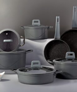 ڤيڤالدي طقم حلة جيرانيت روبي دايكاست 12قطعة (اللون الرومادي)