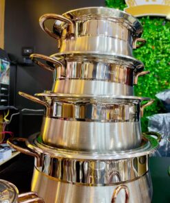 طقم حلل ستانلس ستيل بومبيه  يد روز جولد من  VIVALDI العالميه21 قطعه