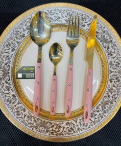 استند معالق باللون الروز مع الجولد تحفه 24قطعه