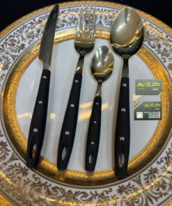 استند معالق اسود مع اللون الجولد تحفه 24قطعه