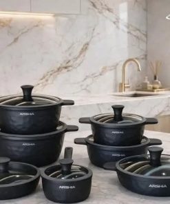 طقم حلل دايموند ارشيا 14 قطعه غطا بيركس باللون الجري Grey