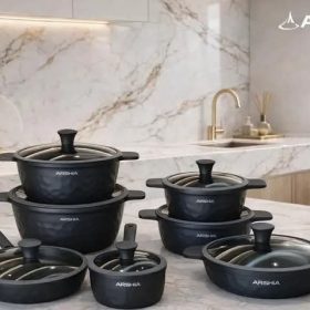 طقم حلل دايموند ارشيا 14 قطعه غطا بيركس باللون الجري Grey