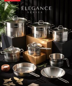 طقم حلل استانلس اصلي تركي اليجانس يد فضي Vivaldi Elegance Series