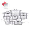 طقم استيل 17 قطعةsilver + 4 اغطية بيركس كود 3642