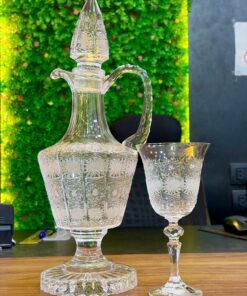 طقم قاروره بالكاسات كريستال بوهيمي حفر اصلي