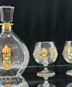 طقم كريستال بوهيمي أصلي 100%، ✨💎🥂 كله شغل حفر، بالدهب مع الورده البارزه